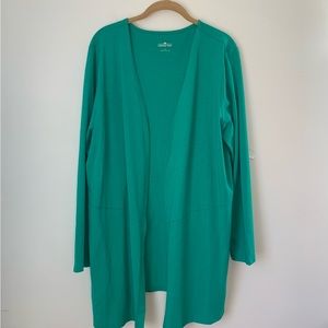 Lemon Way Long Green Cardigan Women’s XL w/ Pockets Cotton Spandex